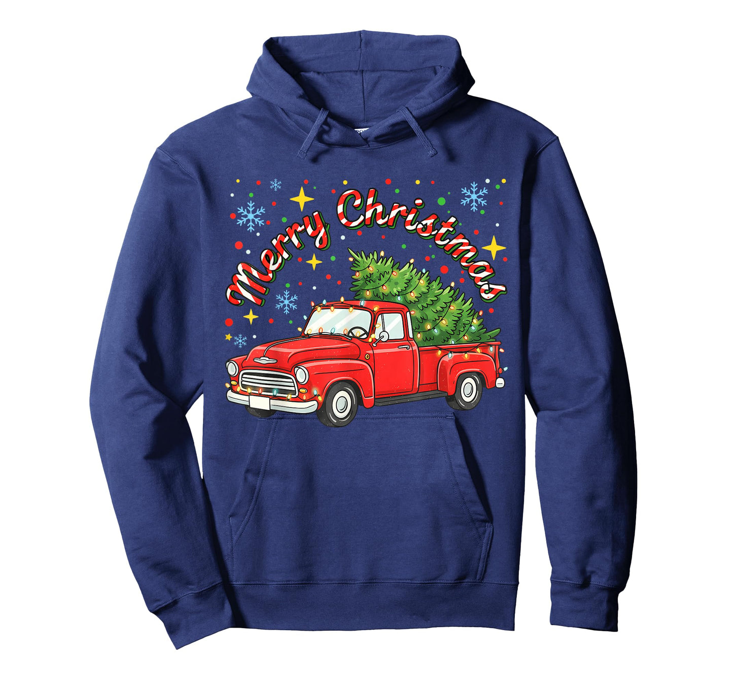 Vintage Merry Christmas Red Truck Xmas Tree Family T-Shirt