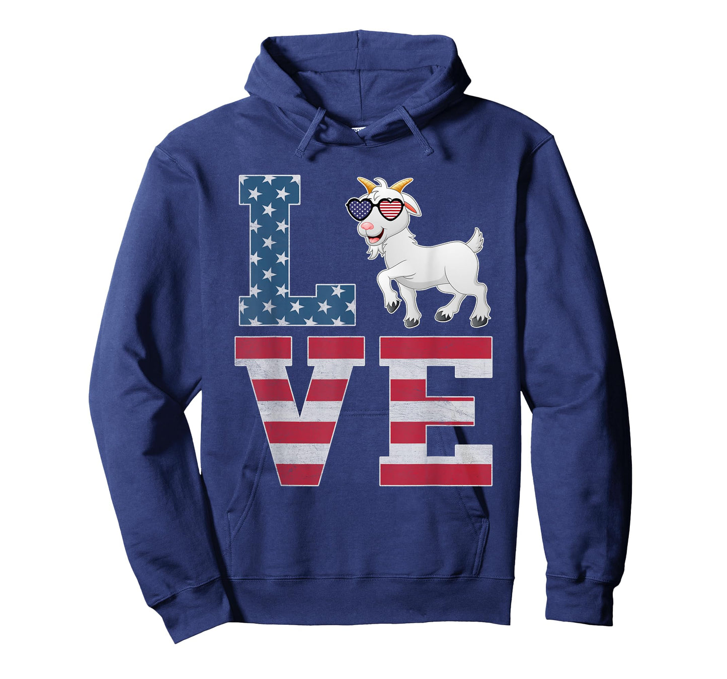 4th of July Decor Patriotic LOVE Goat American Flag T-Shirt