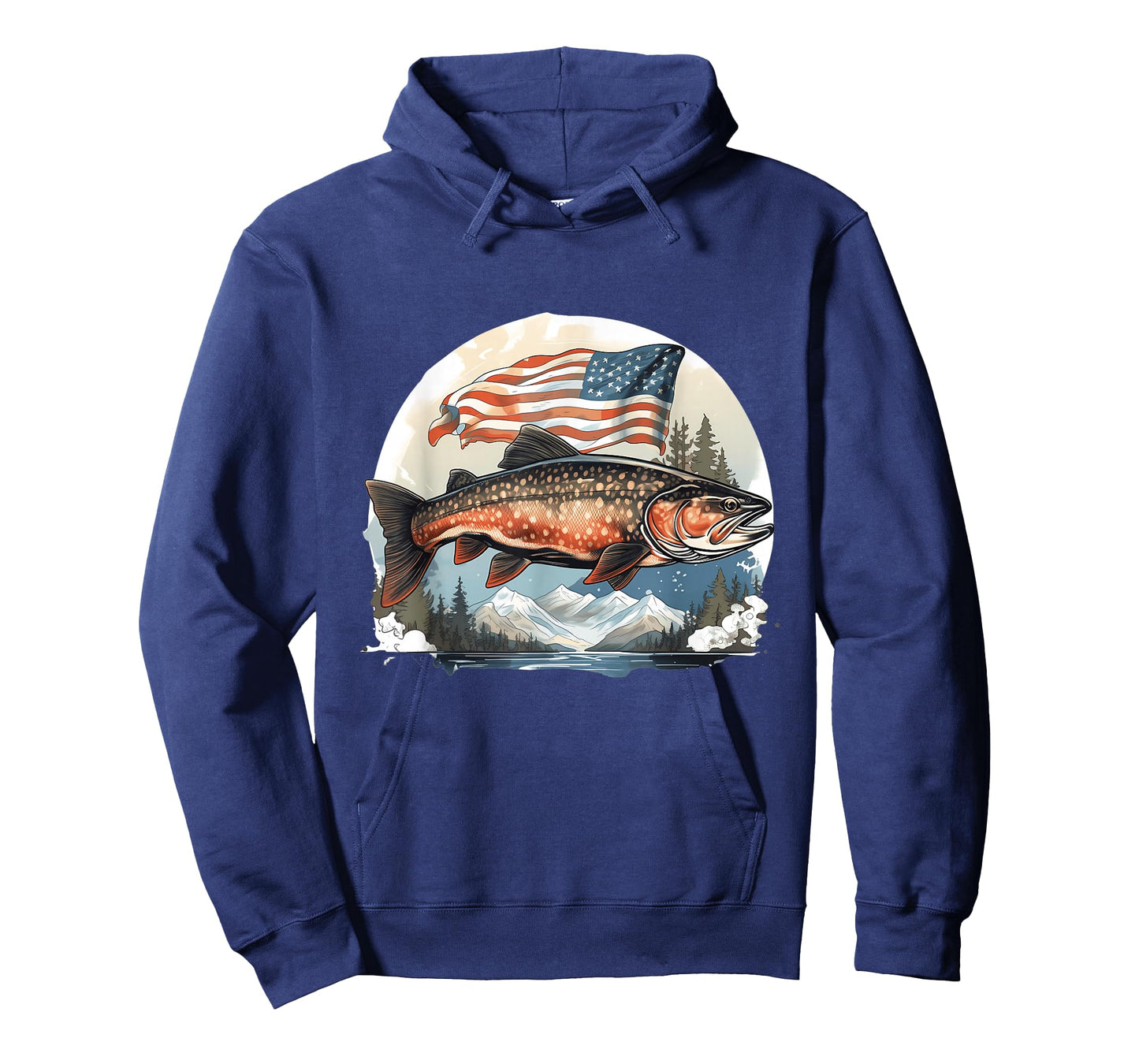 Fisherman American US Flag With Fly Fishing Brook Trout Fish T-Shirt