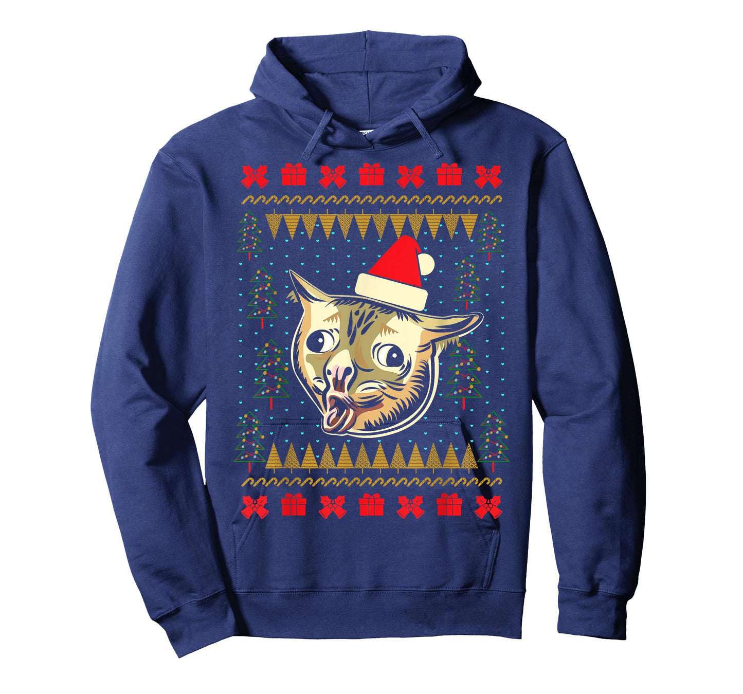 Ugly Christmas Sweater Coughing Cat Meme Men Women Kids T-Shirt