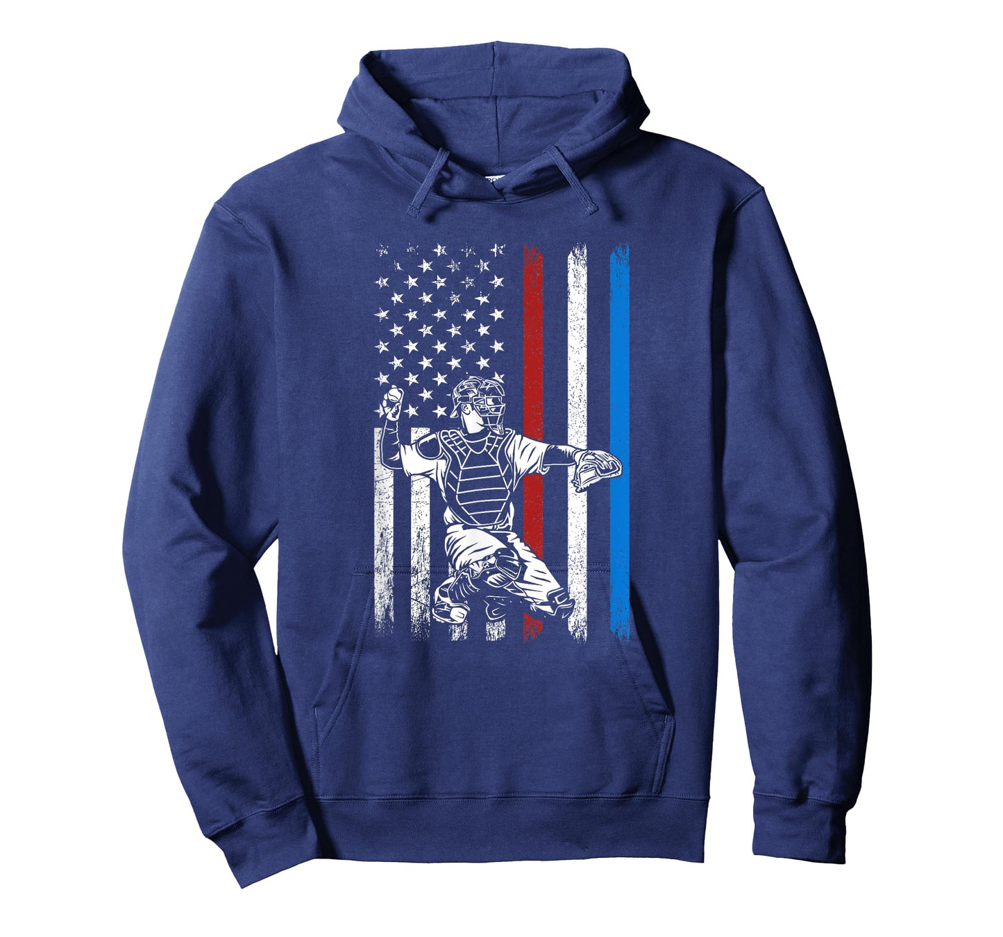 Baseball American Flag Patriotic Catcher 4th Of July Women Men T-Shirt