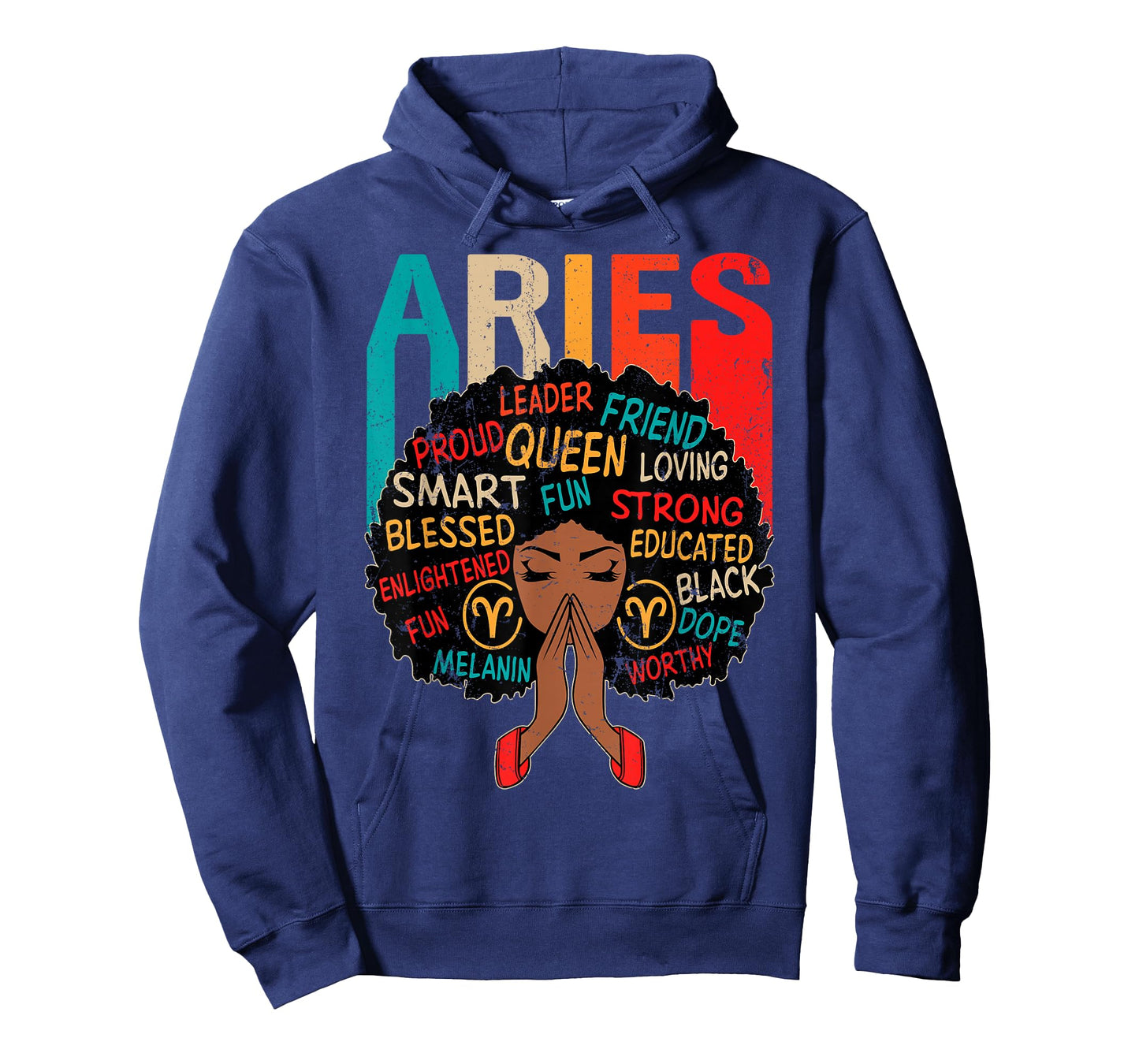 Aries Queen Retro Afro Black Women Zodiac Sign T-Shirt