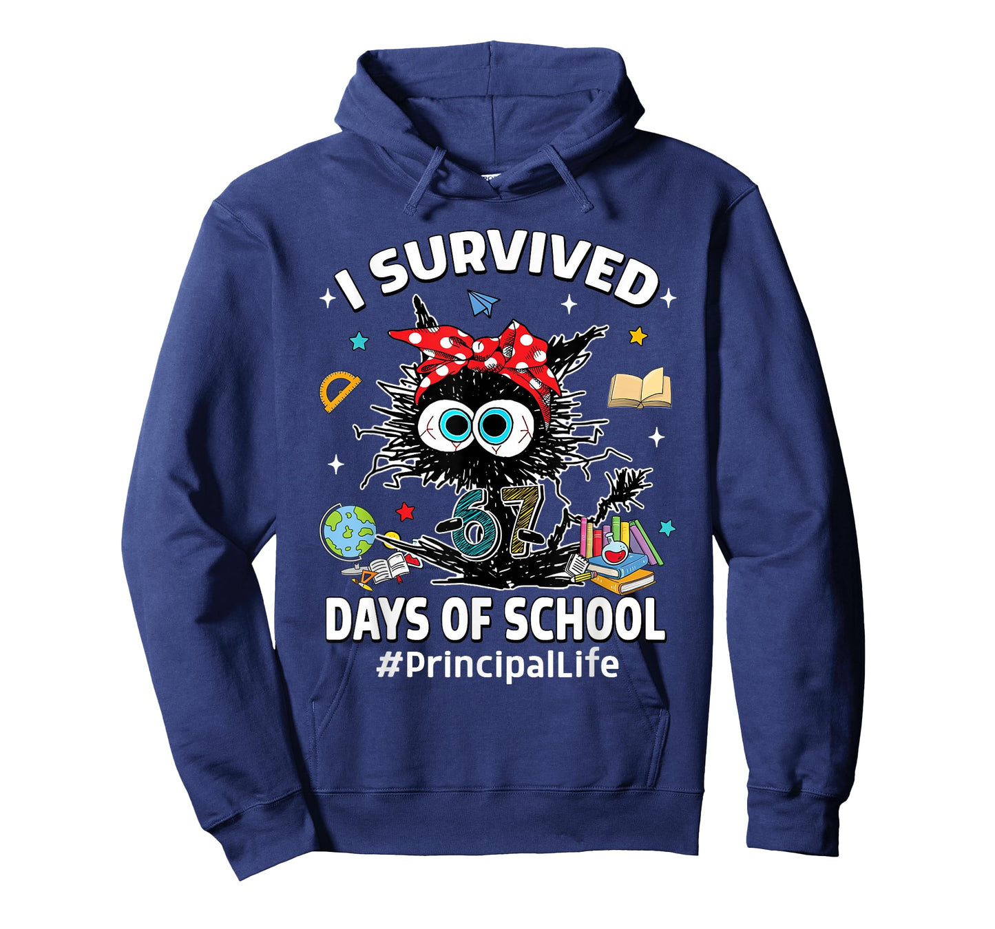 Black Cat I Survived 67 Days of School Principal Life T-Shirt