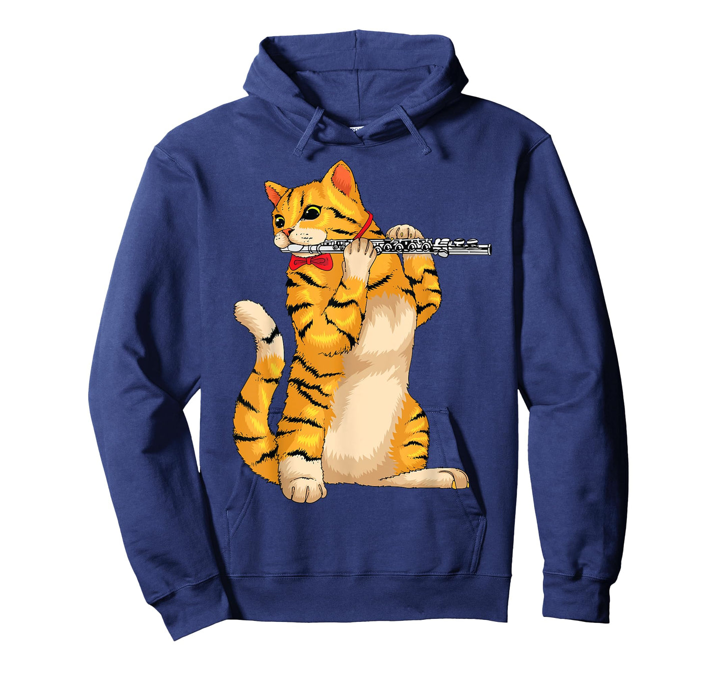 Funny Cat Playing Flute | Cool Animal Musician Fluter Gift T-Shirt