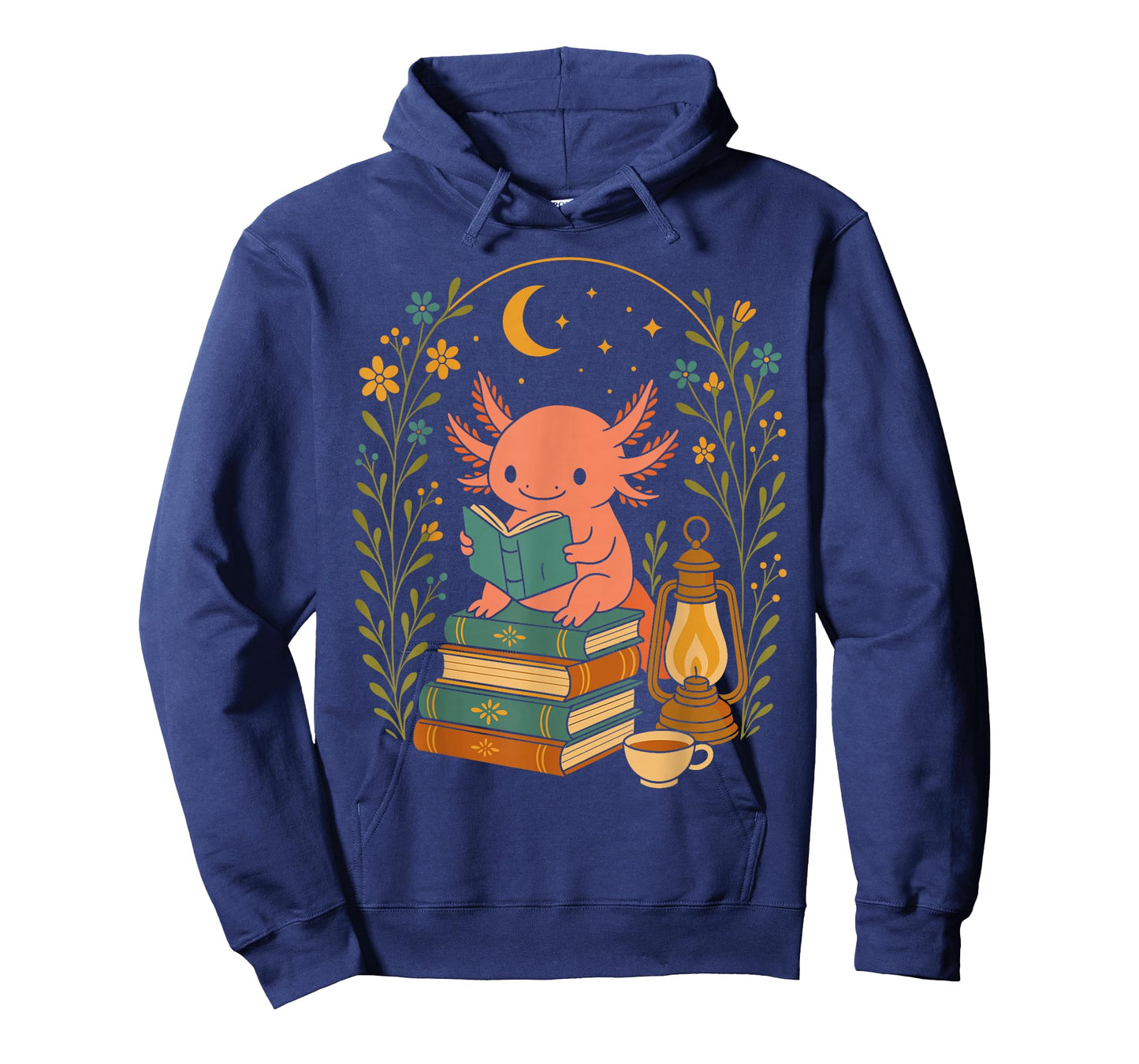 Cute Axolotl Reading Books Cozy Bookworm T-Shirt
