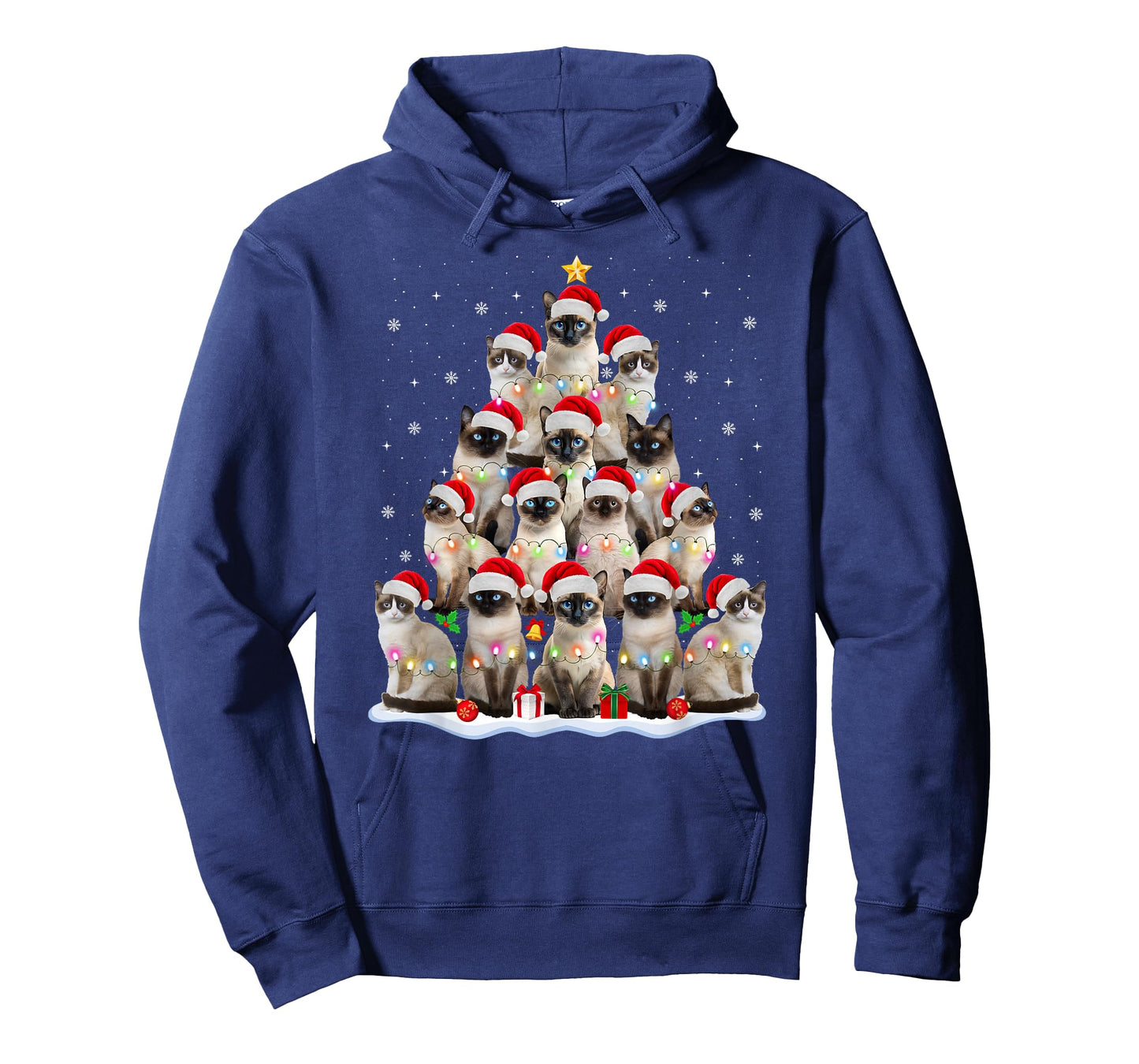 Siamese Cat Christmas Tree Lights Xmas Catmas Cat Lover T-Shirt