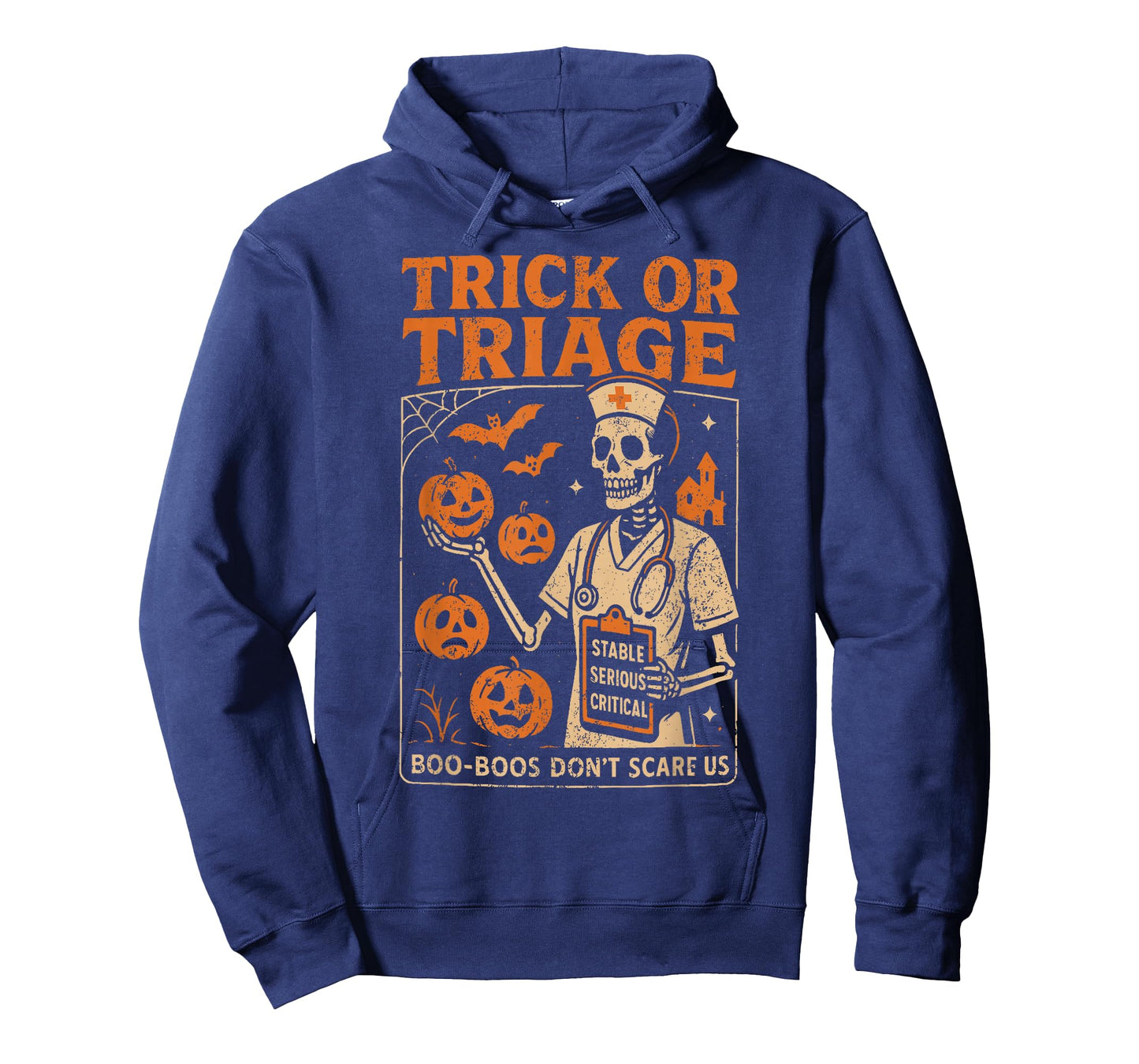 Trick or Triage Skeleton Pumpkin Nurse Halloween Costume T-Shirt