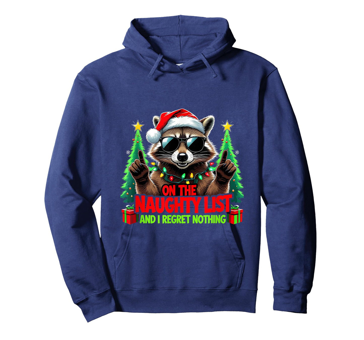Funny On The Naughty List I Regret Nothing Christmas Raccoon T-Shirt