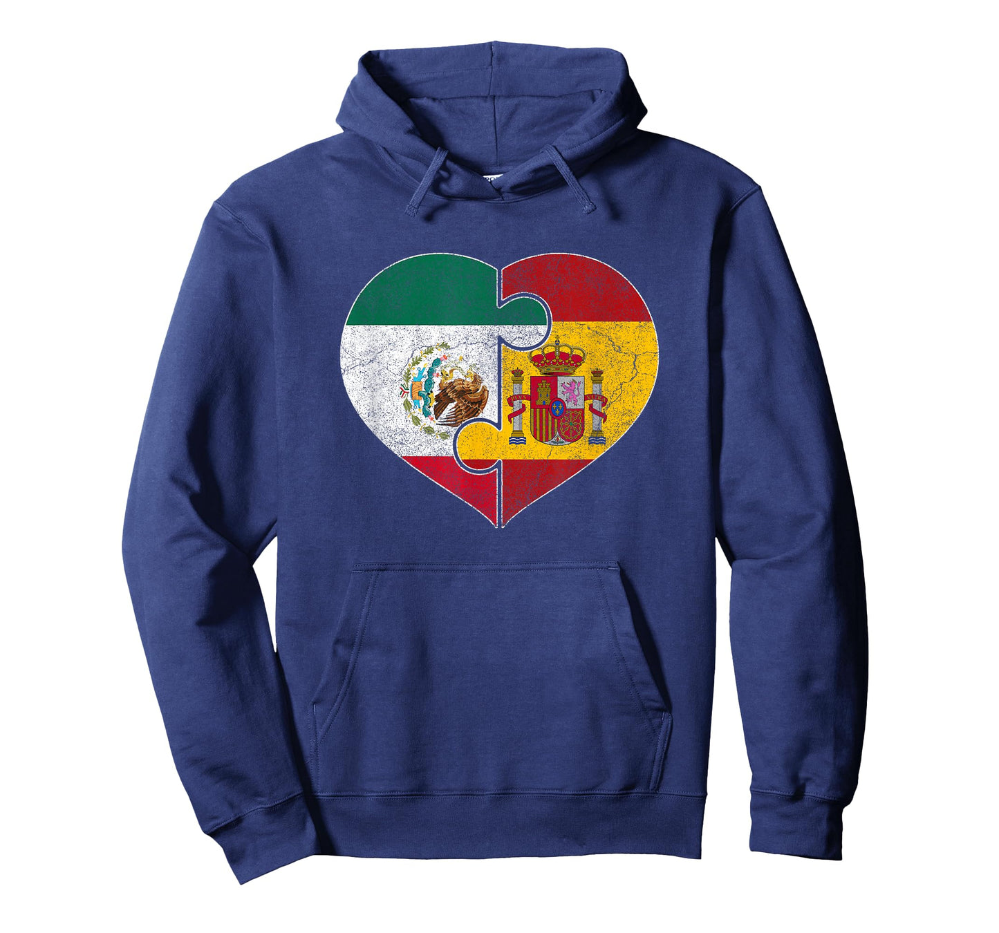 Half Mexican Half Spain Flag Heart Roots Heritage T-Shirt
