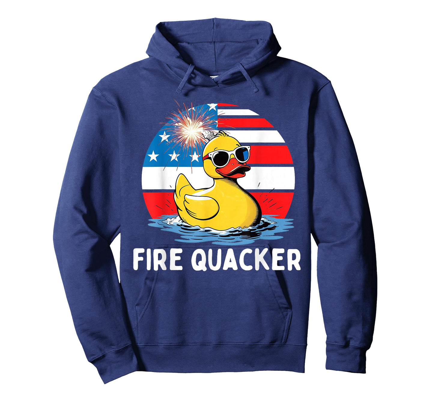 Fire Quacker Duck Firecracker Funny 4th of July USA Flag Kid T-Shirt