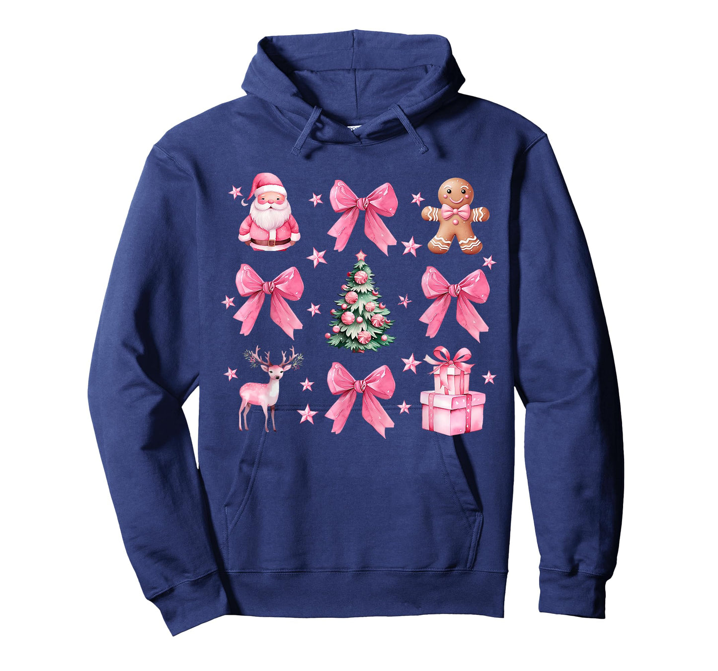 Cute Coquette Bow Pink Christmas Tree Santa Gingerbread Xmas T-Shirt