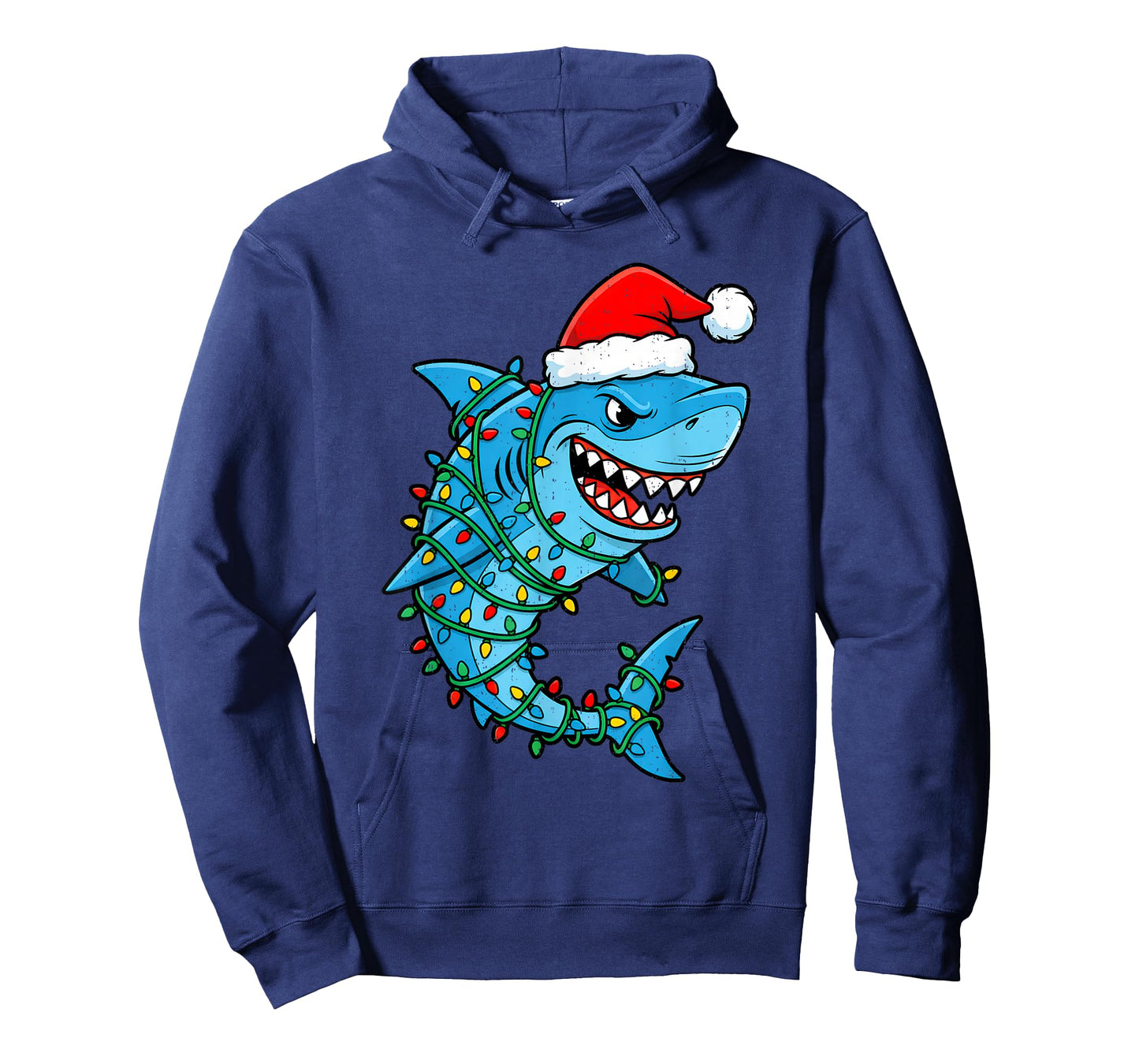 Santa Shark Christmas Lights Sharkmas Tree Xmas Boys Men T-Shirt