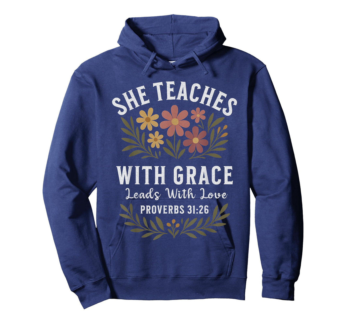 She Teaches With Grace Leads With Love Christian Teacher T-Shirt
