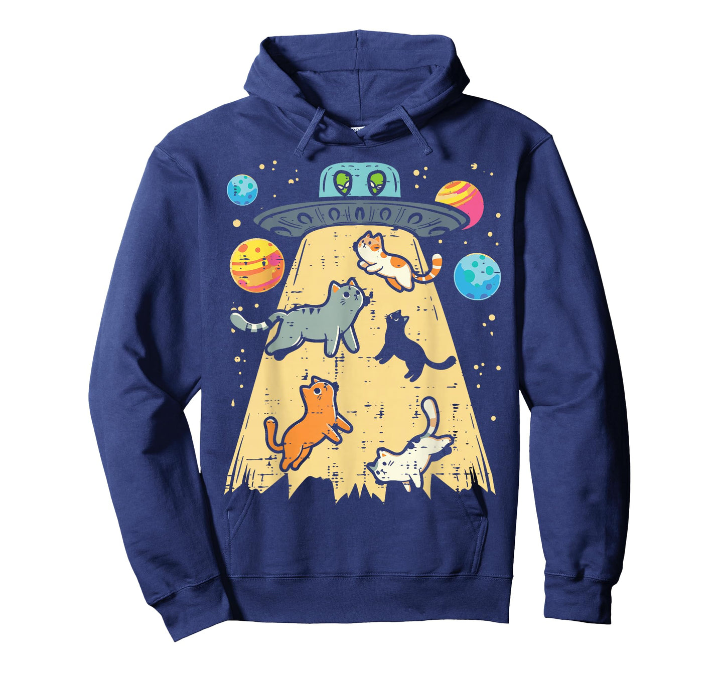 Alien Abduction Cats UFO Flying Saucer Space Women Girls Kid T-Shirt