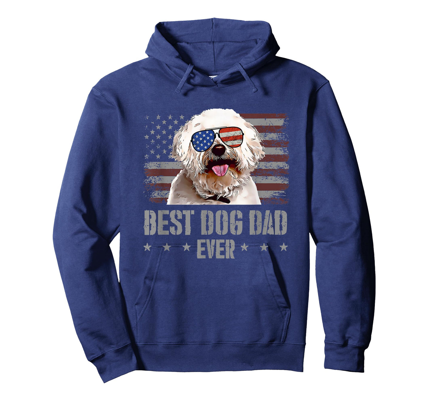 Bichons Frise Best Dog Dad Ever Retro USA American Flag T-Shirt