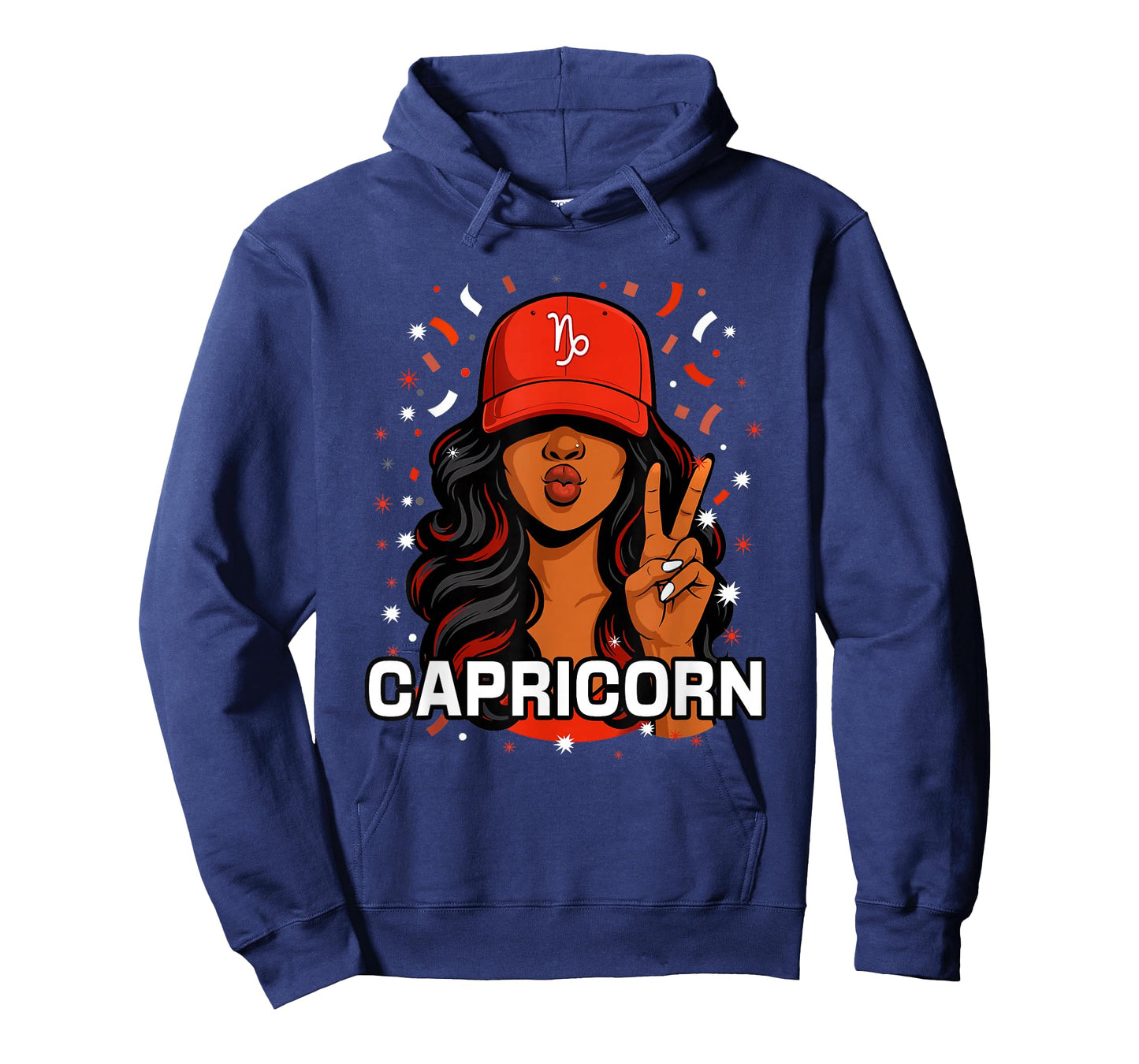 Capricorn Black Woman Red Hat Symbol Birthday Zodiac T-Shirt