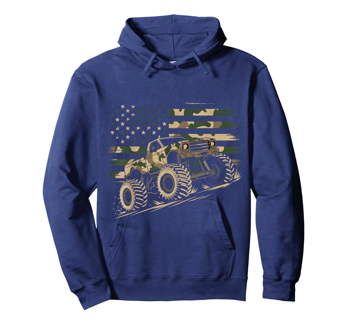 Monster Truck Camo USA Flag Patriotic July 4th Adventure T-Shirt