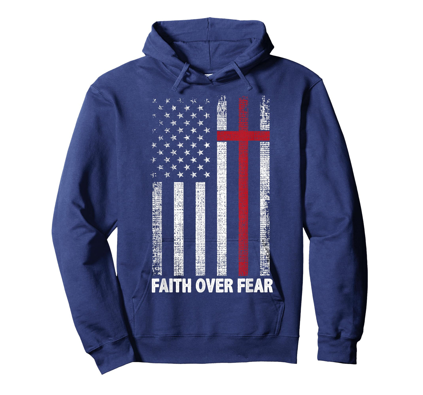 Faith Over Fear Patriotic Christian Cross American Flag T-Shirt