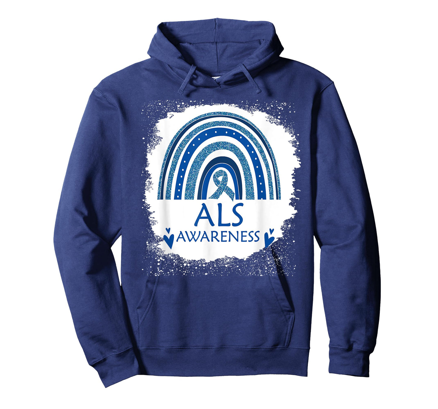 ALS Awareness Bleached Rainbow Blue Ribbon Men T-Shirt