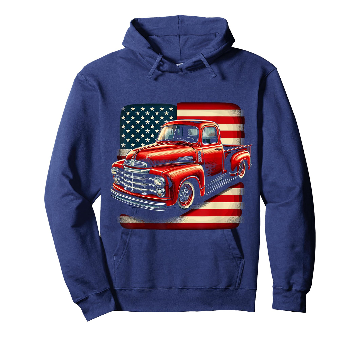 Classic Old Pickup Truck 4th of July Patriotic American Flag T-Shirt