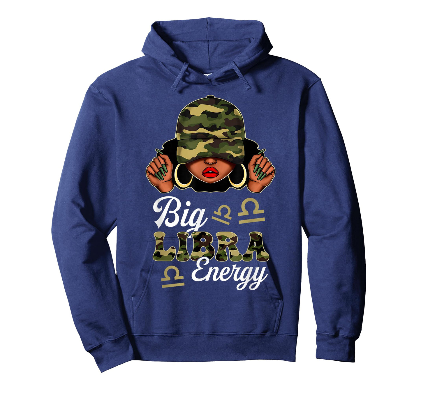 Big Libra Energy Black Woman Camouflage Zodiac Sign T-Shirt