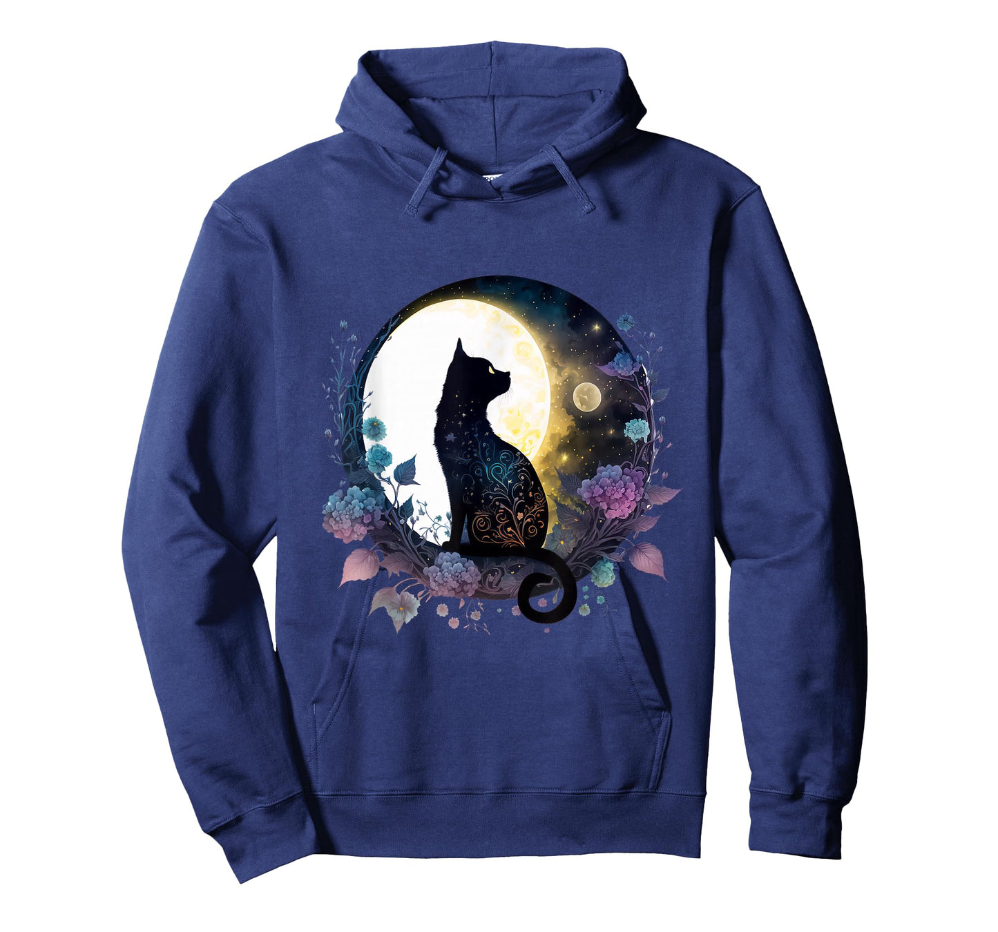 Moonlit Black Cat Tee โ Lunar Floral Night Cat T-Shirt