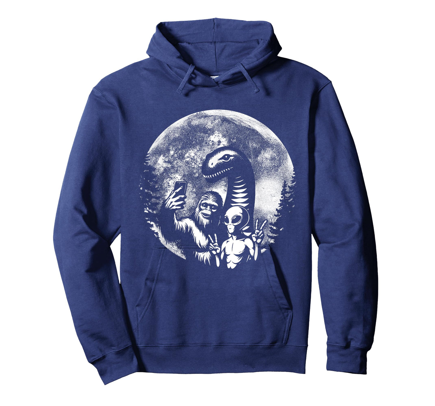Funny Bigfoot Sasquatch Alien Loch Ness Full Moon Selfie T-Shirt
