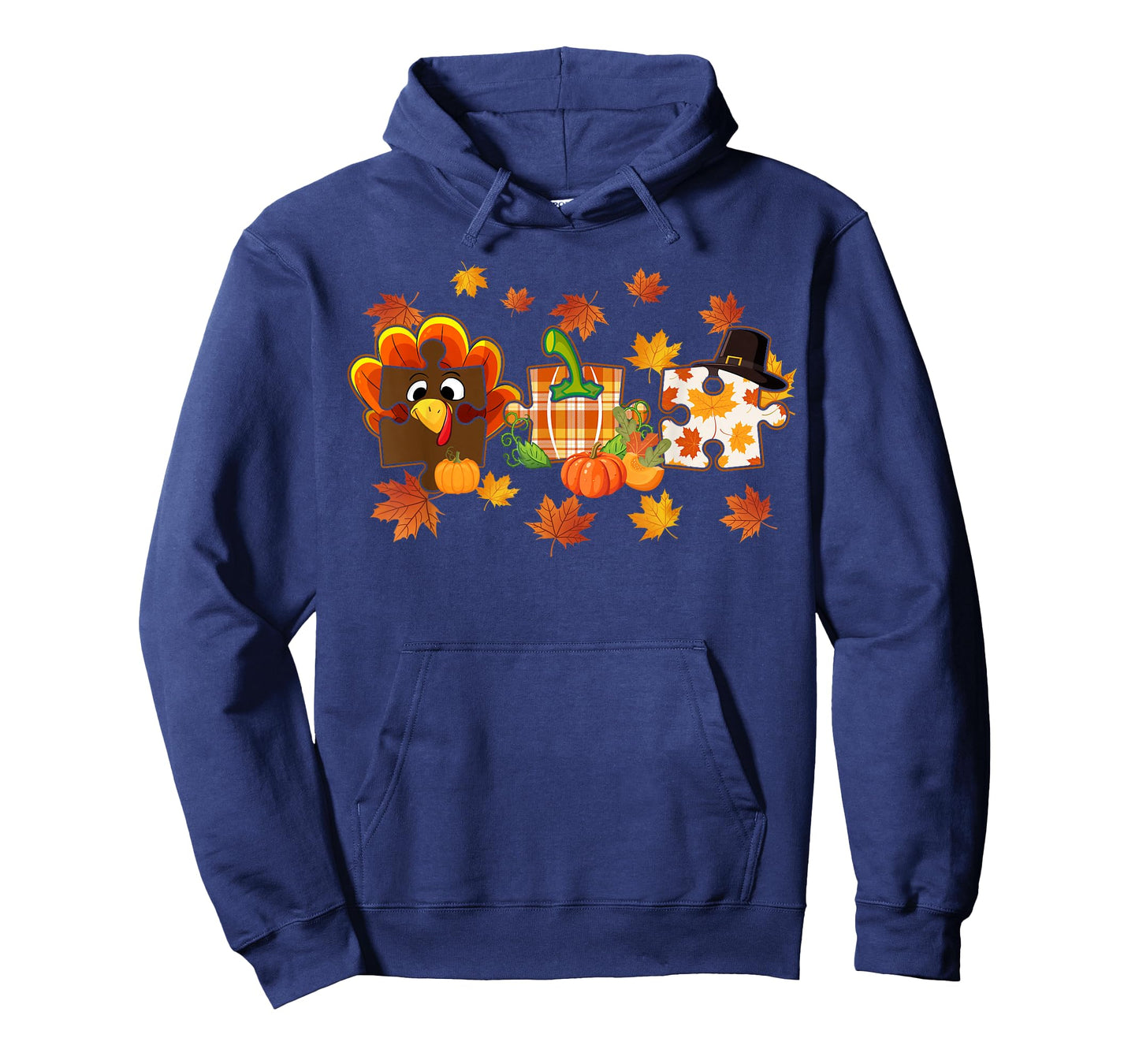 Cute Turkey Autism Awareness Puzzle Pumpkin for Thanksgiving T-Shirt
