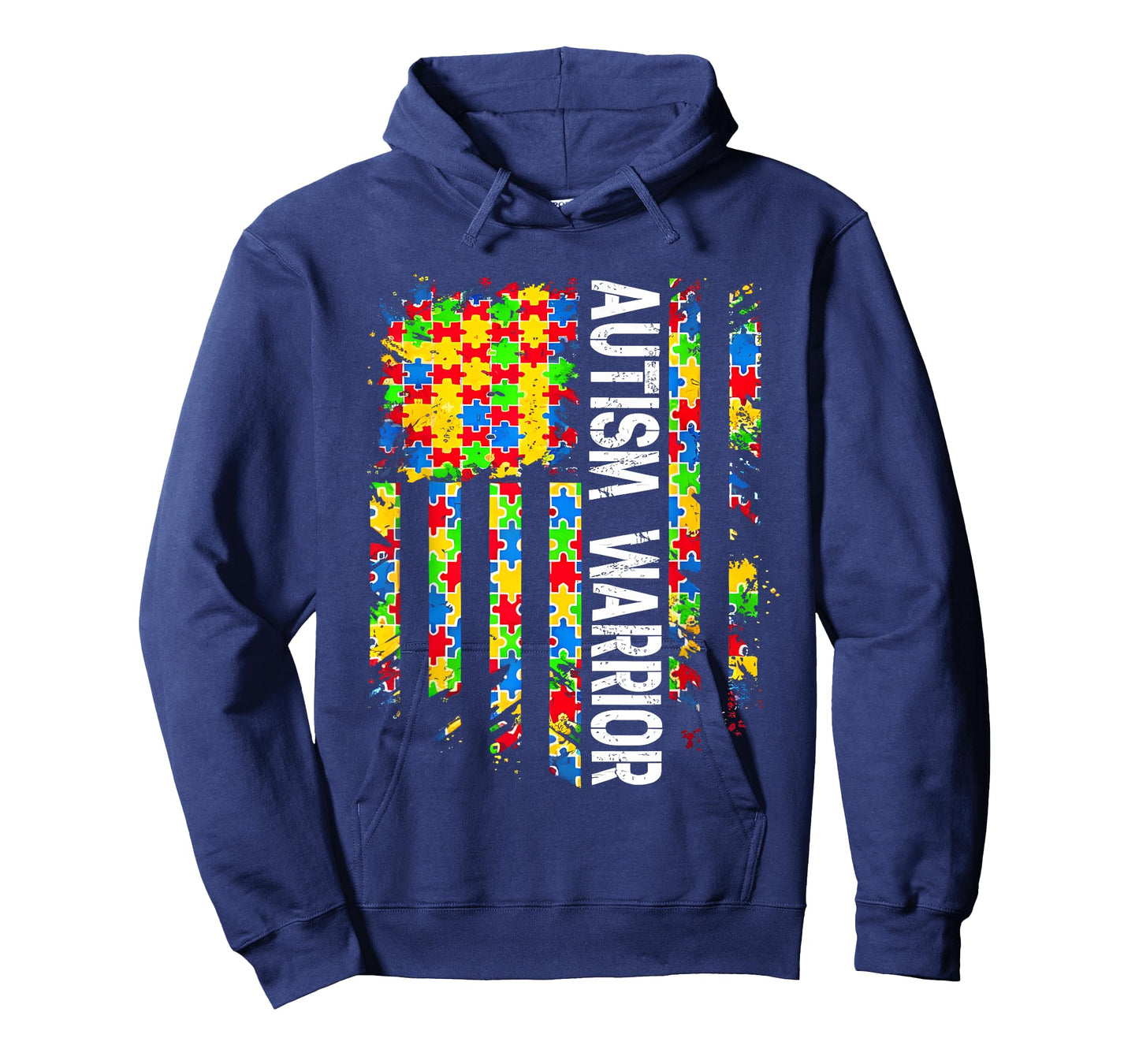 Autism Warrior Awareness Support USA Flag Neurodiversity T-Shirt