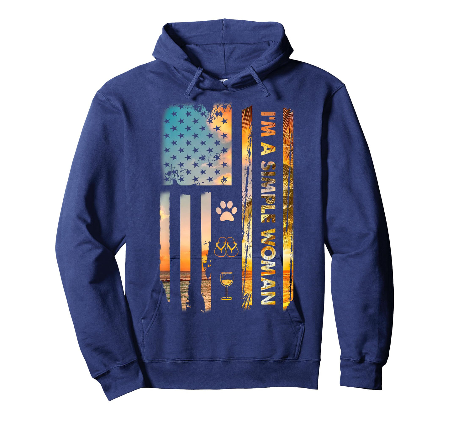I'm A Simple Woman Camping Wine Flip Flops Love Dog USA Flag T-Shirt