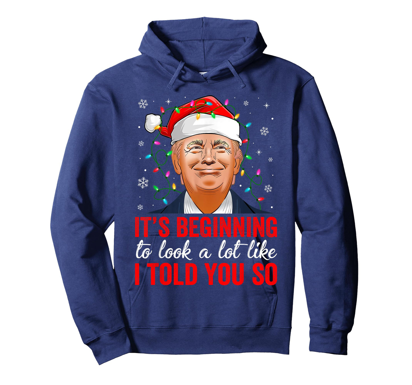 Funny Trump Christmas Lights Santa Hat Xmas T-Shirt - Unisex Adults - Black - Small - Long Sleeve - Cotton 65% Polyester 35%