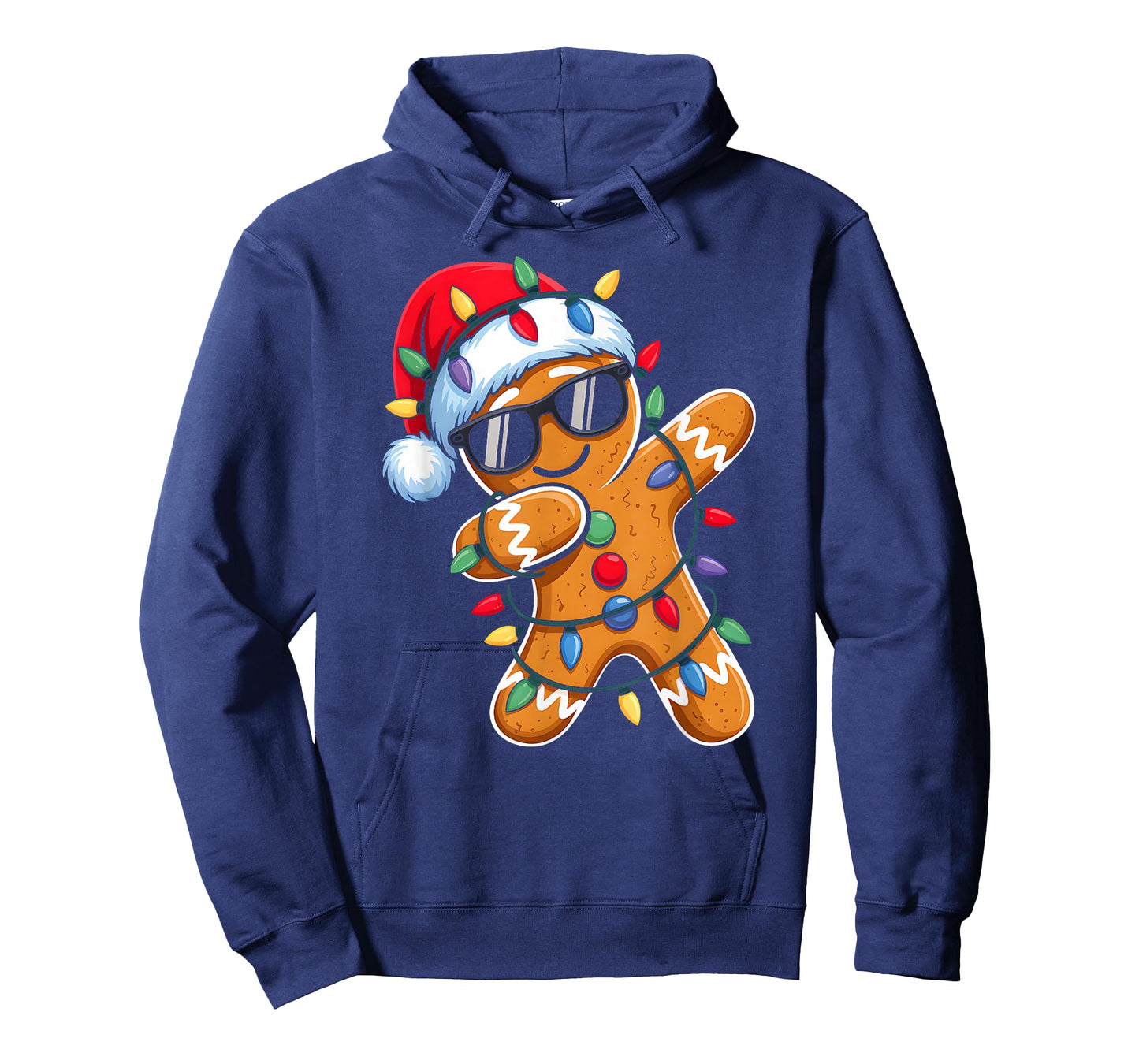 Dabbing Gingerbread Christmas Lights Santa Hat Xmas Pajamas T-Shirt