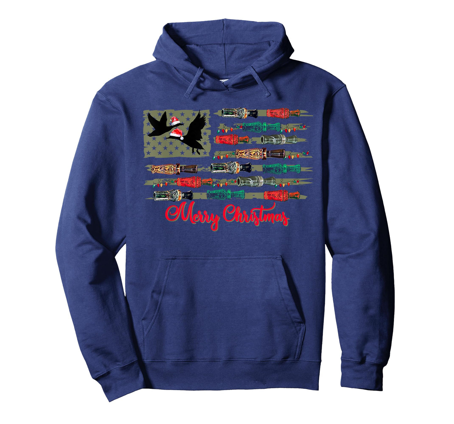 Christmas Duck Call Flag Christmas Mallard Duck Hunting T-Shirt