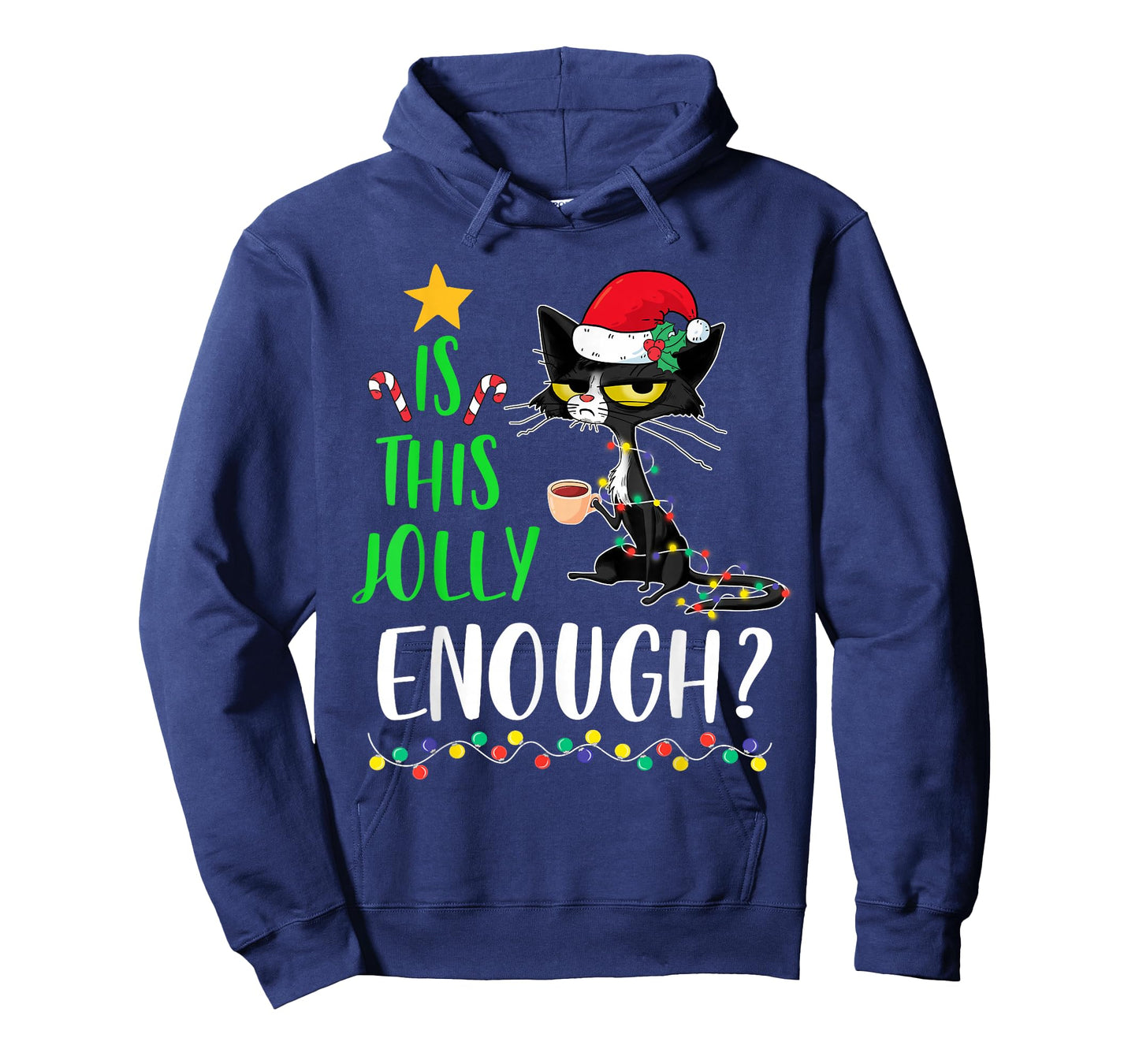 is This Jolly Enough Black Cat Merry Christmas Xmas Funny T-Shirt