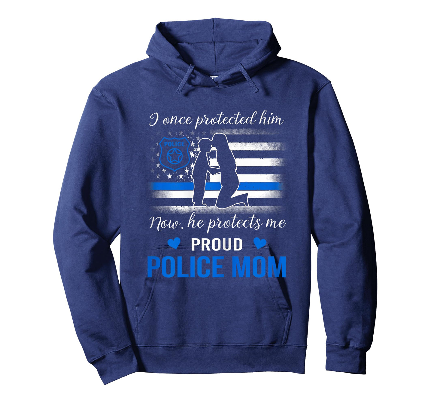 Thin Blue Line American Flag Proud Police Mom T-Shirt