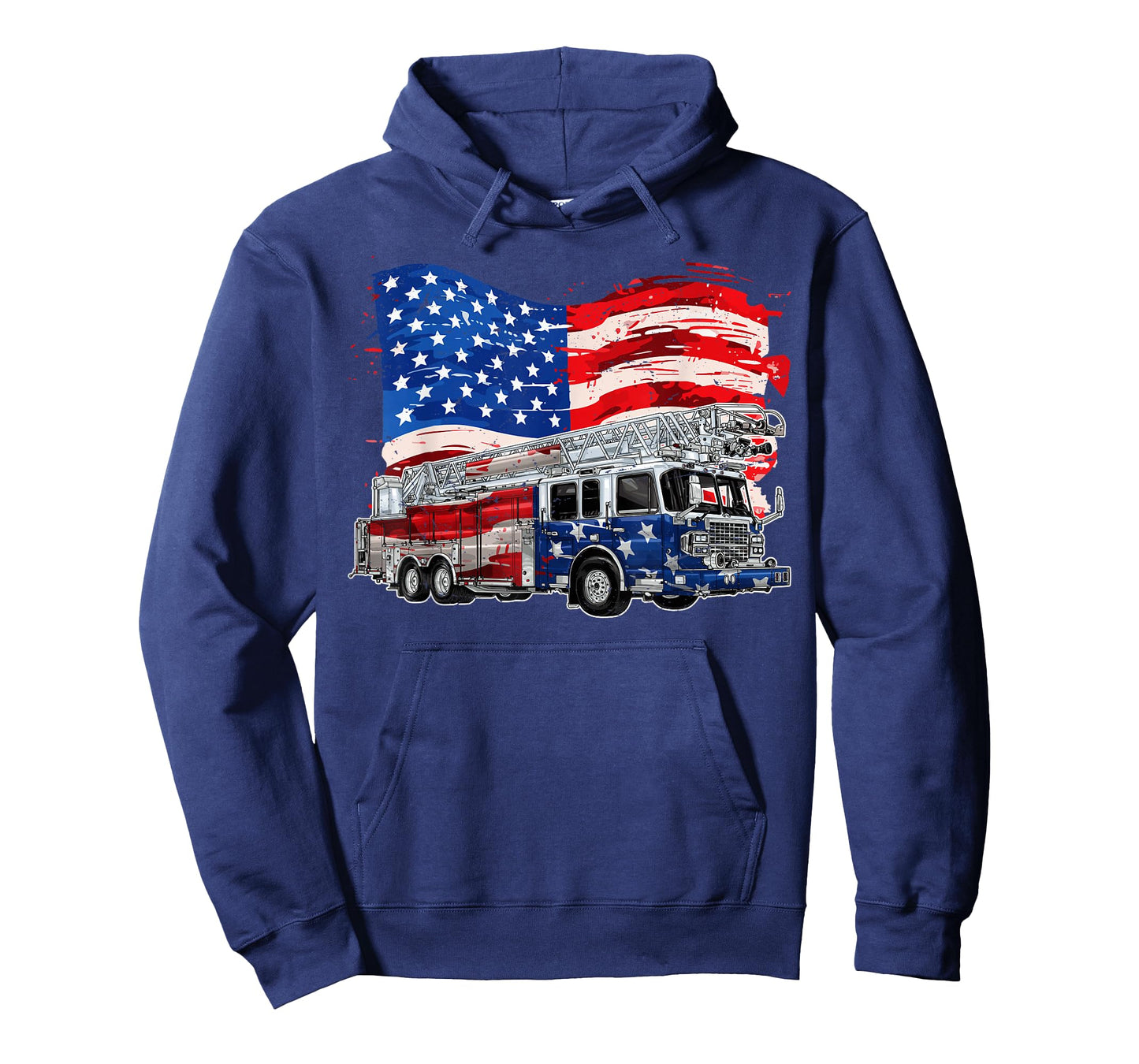 Retro Fire Truck Firefighter Fireman USA Flag 4th of July T-Shirt