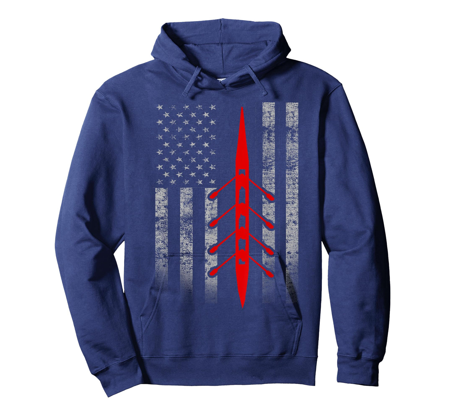 Cool Rowing Flag - Rowing Shell on American Flag T-Shirt