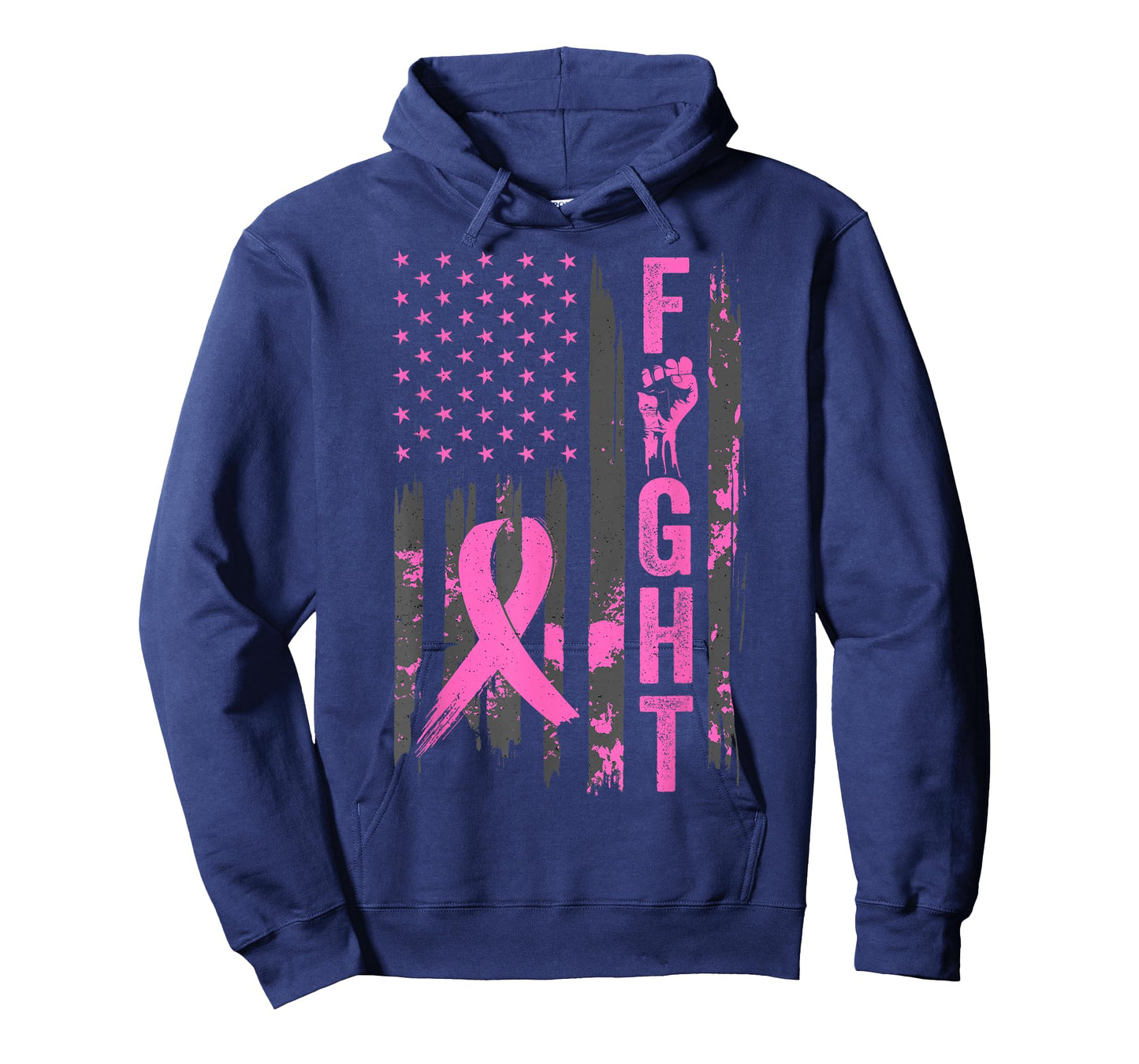 Fight USA Flag Breast Cancer Awareness Patriotic Pink Ribbon T-Shirt