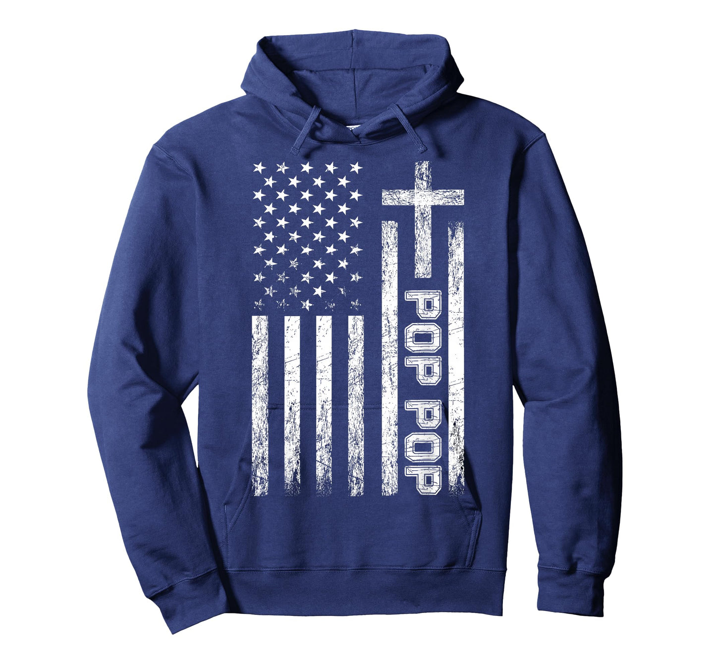 Pop Pop USA American Flag Cross Christian Grandpa Patriotic T-Shirt