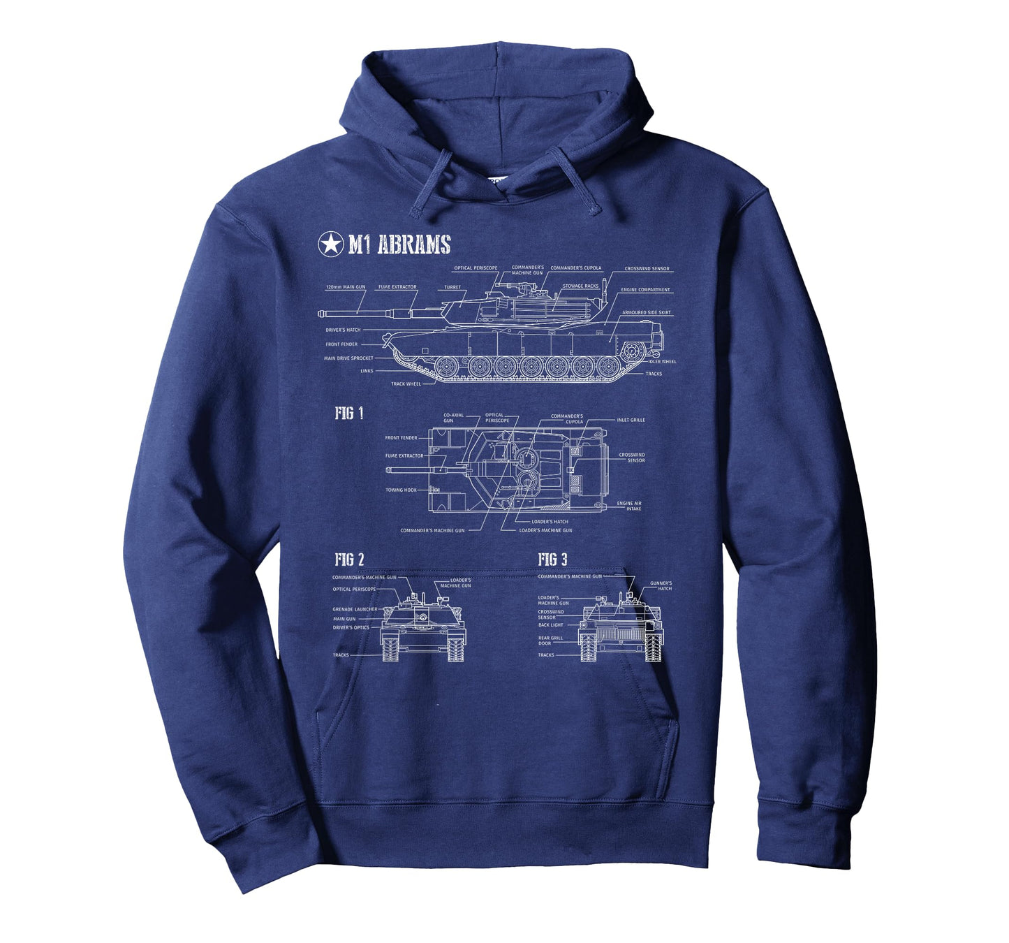 American M1A1 Abrams Main Battle Tank Blueprint T-Shirt