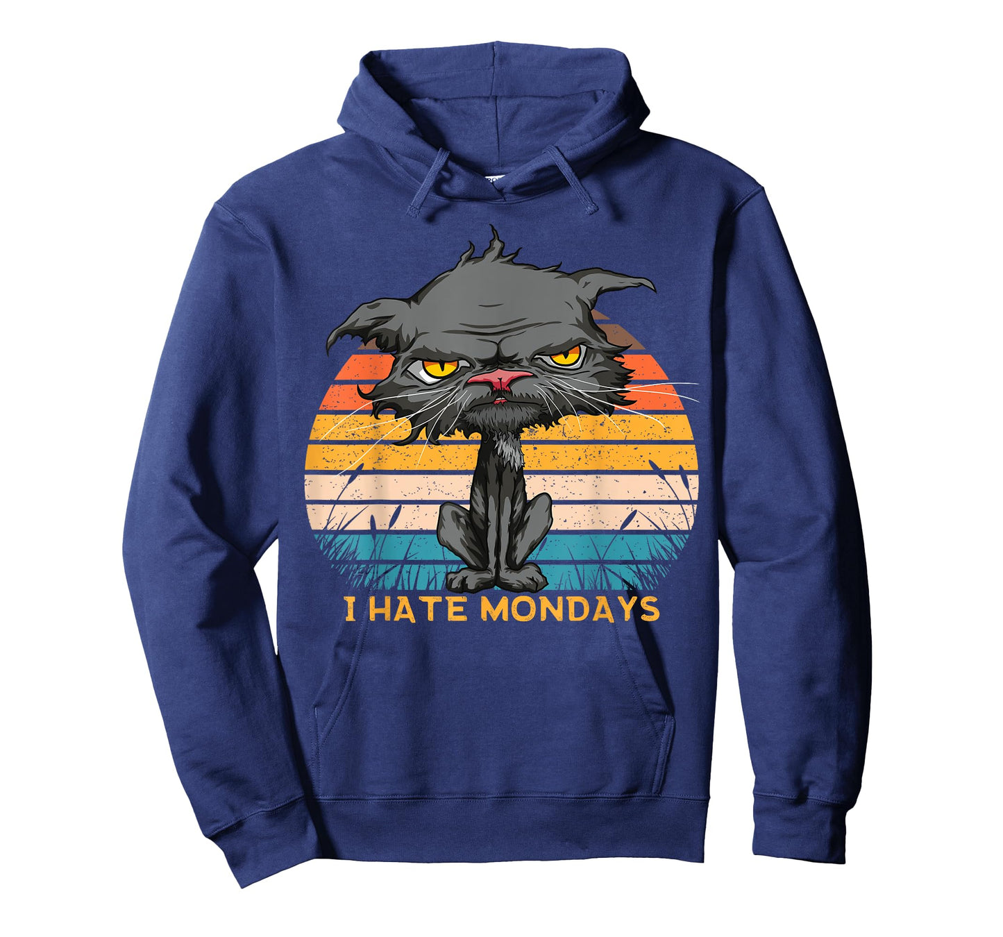 I Hate Mondays Bored Cat Yellow Eyes Retro Vintage Cat Lover T-Shirt