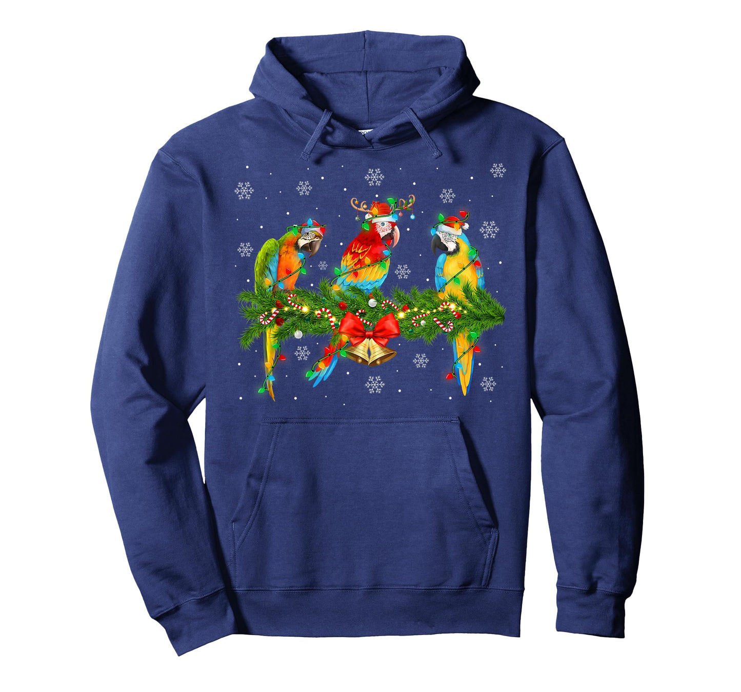 Colorful Macaw Parrots Christmas Lights Tropical Bird Xmas T-Shirt