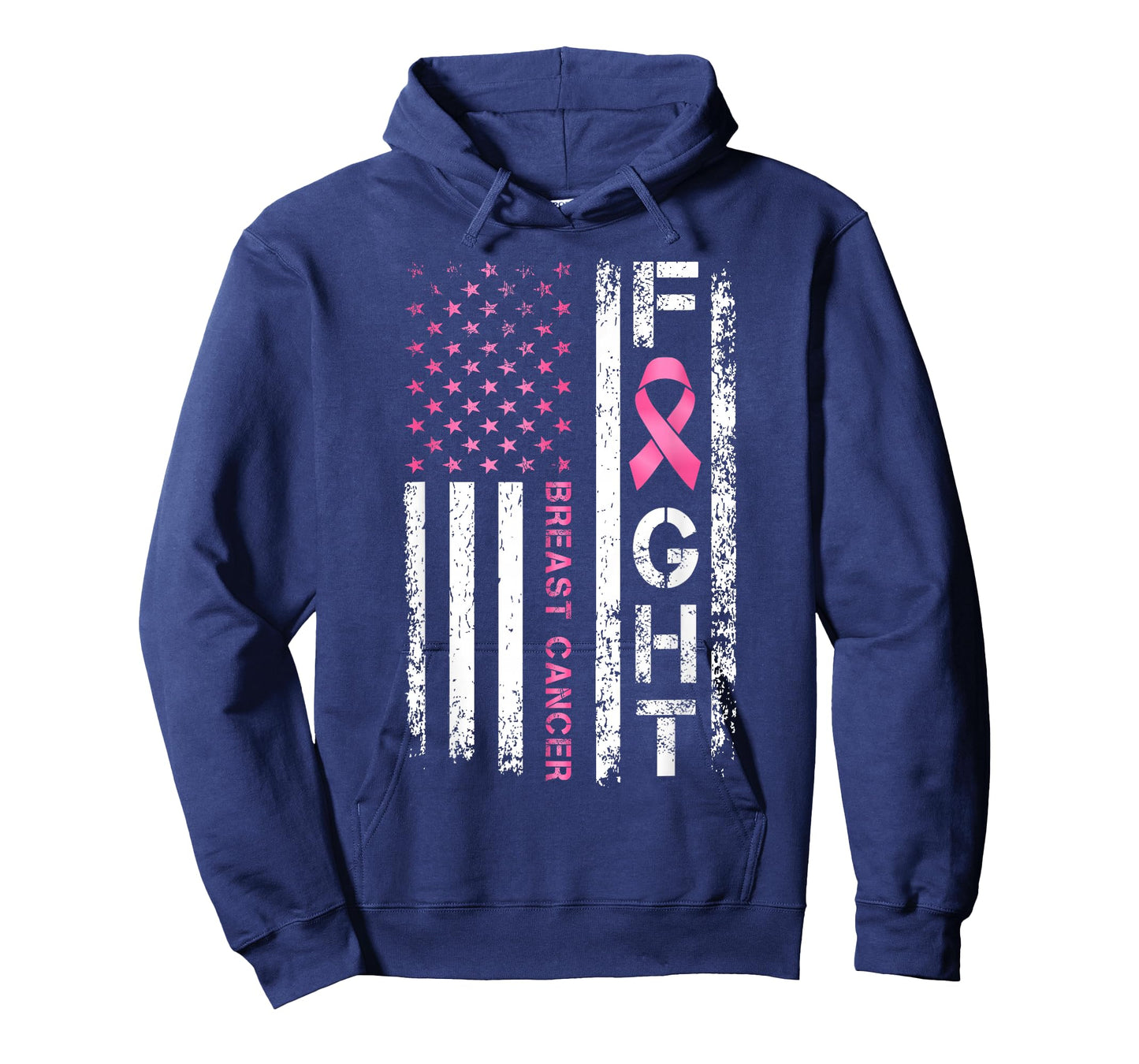 breast cancer awareness warrior american flag pink ribbon T-Shirt