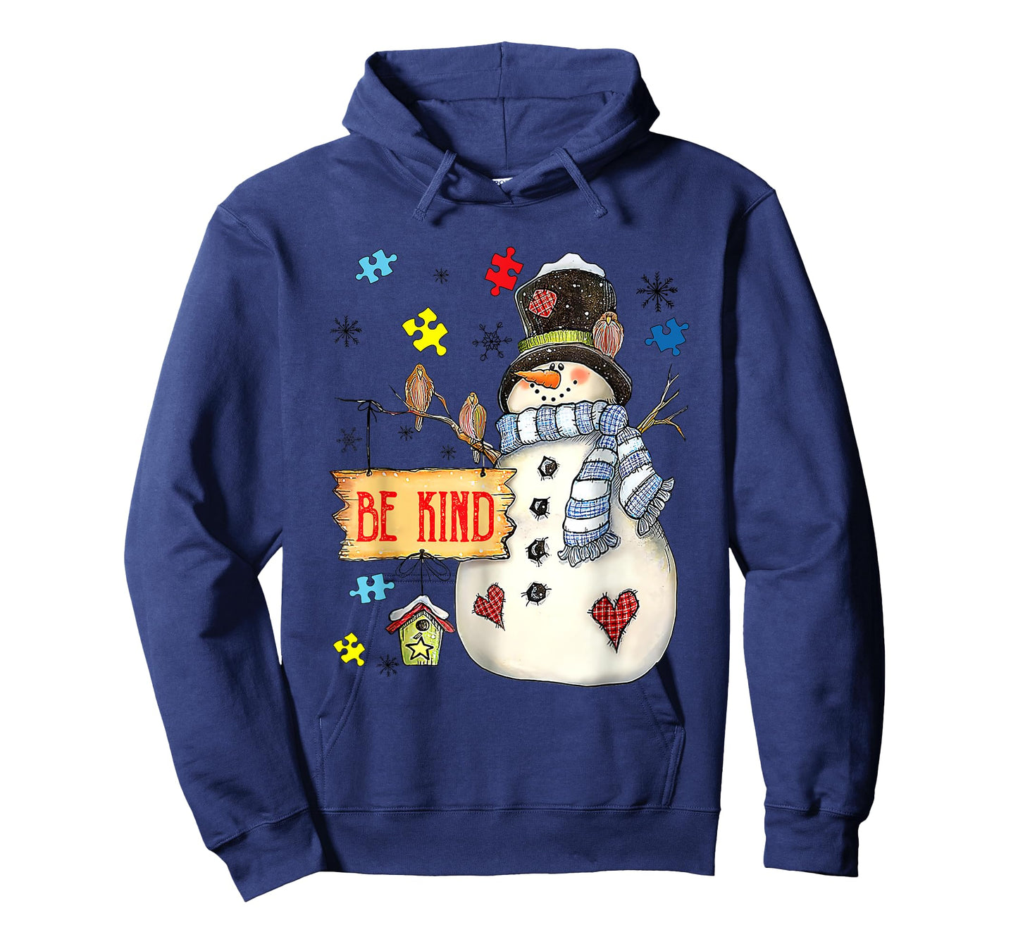 Be Kind Snowman Puzzle Autism Awareness Funny Family Xmas T-Shirt