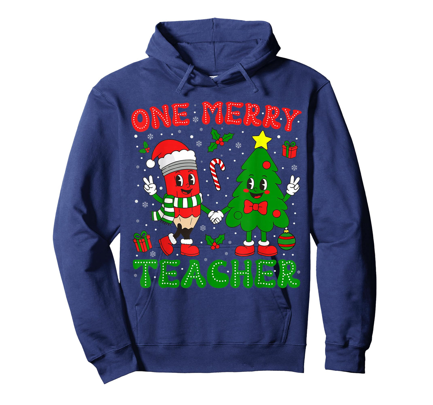 One Merry Teacher Groovy Christmas Tree Xmas Teacher T-Shirt