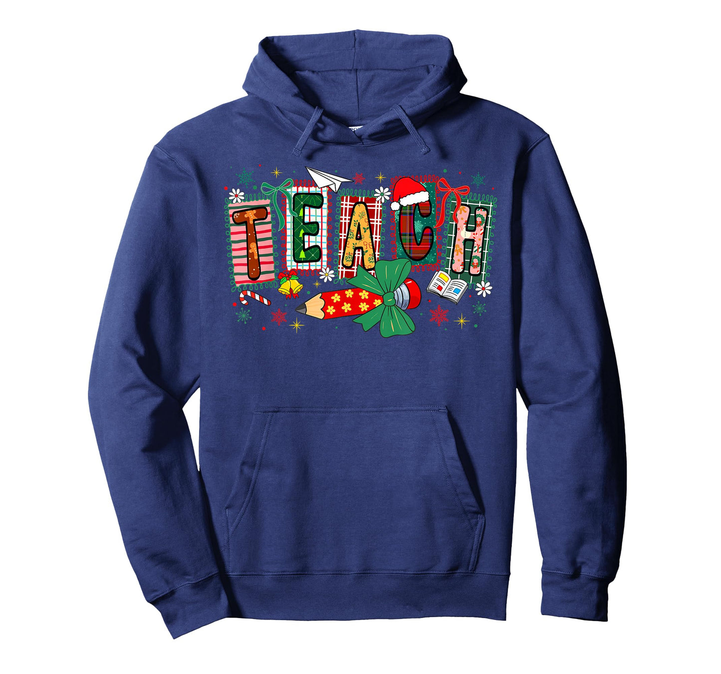 Preppy Teach Merry Christmas Pencil Coquette Bow Teacher T-Shirt