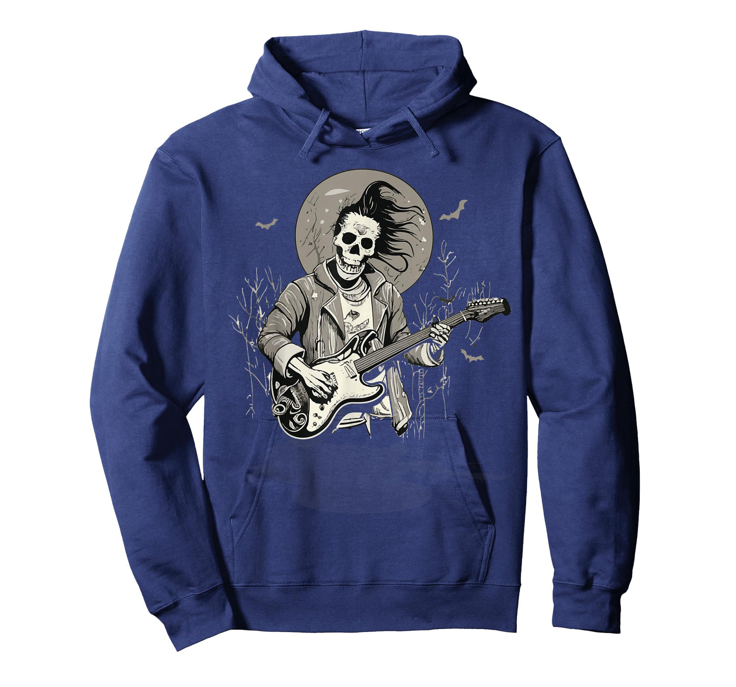 Skeleton Playing Guitar Vintage Shadow Rock Halloween T-Shirt