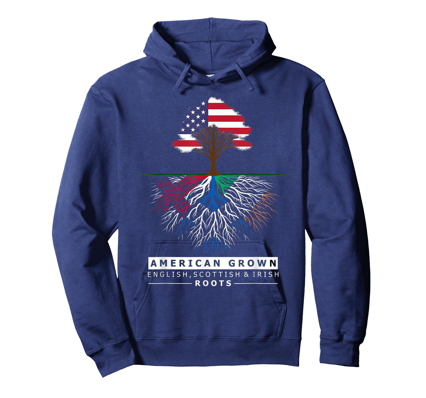 English Scottish Irish Roots - American Grown with Flag T-Shirt