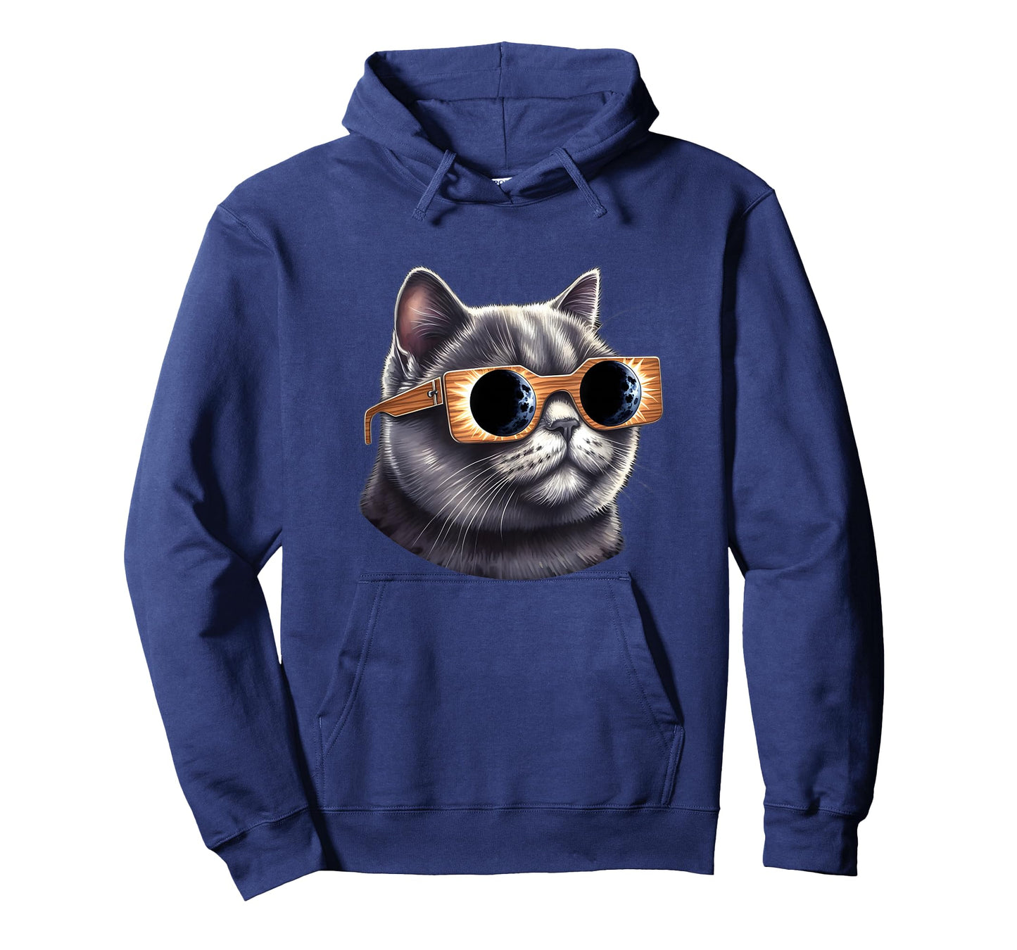 British Short Hair Cat with Solar Eclipse Glasses T-Shirt