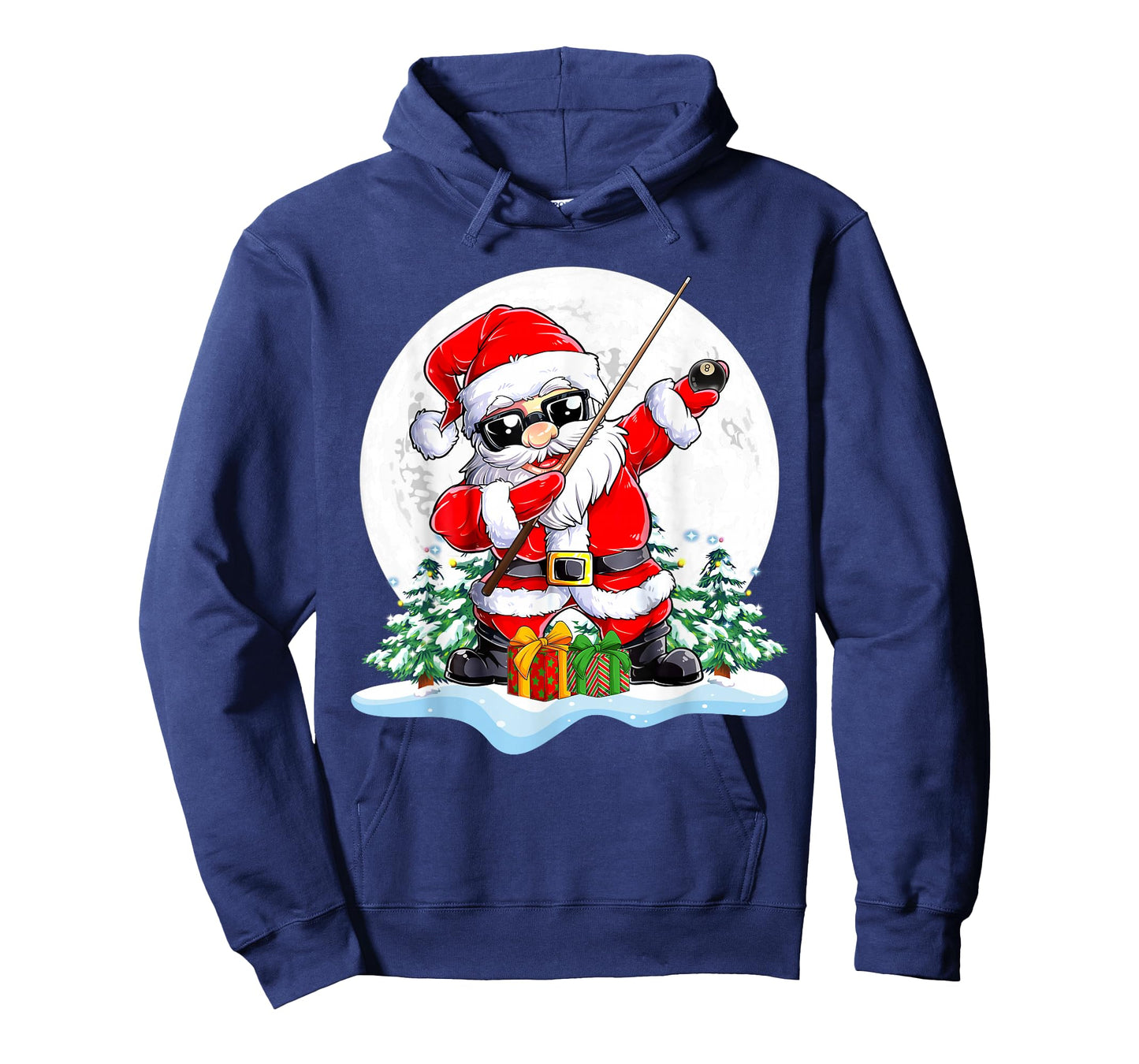 Dabbing Santa Sunglasses Playing Billiard Christmas Player T-Shirt